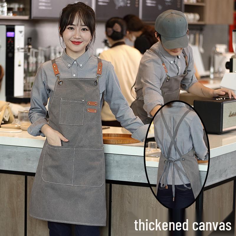 Thickened Custom Cotton Apron: Dirt-Resistant, Waterproof & Oil-Proof Kitchen Canvas