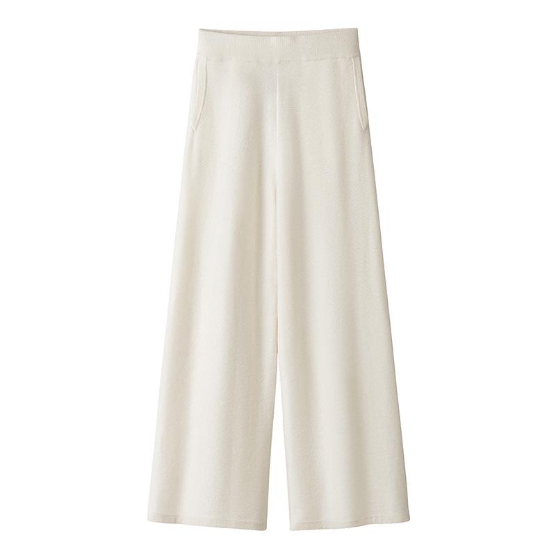 

Women s High Waist 100% Pure Cashmere Wide Leg Pants - Warm, Slimming, Loose-Fit, Straight Leg, Casual Wear (435g). L