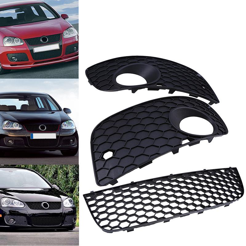 Set di coperture a rete per griglia centrale inferiore del paraurti anteriore nero opaco e griglia fendinebbia per VW Golf MK5 GTI Jetta 2004-2009 Sostituzione