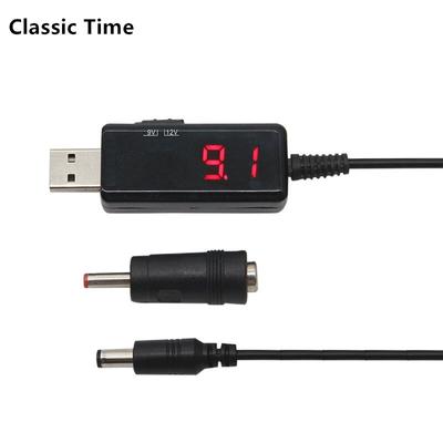 USB-zu-DC-Boost-Konverterkabel, 5 V auf 9 V, 12 V, einstellbare Spannung, Volt, LED-Anzeige, Transformator, Gleichstromregler mit Schalterkabel