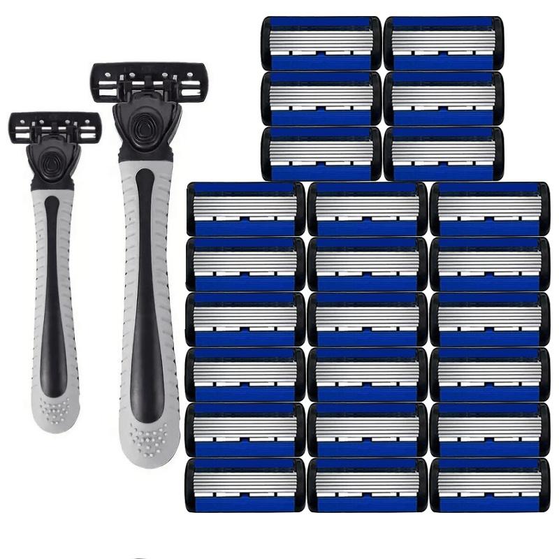 6-Layers Safety Razor Set High Quality Men Razor Sharp Stainless Steel Shaving Changeable Shaver Head Blade