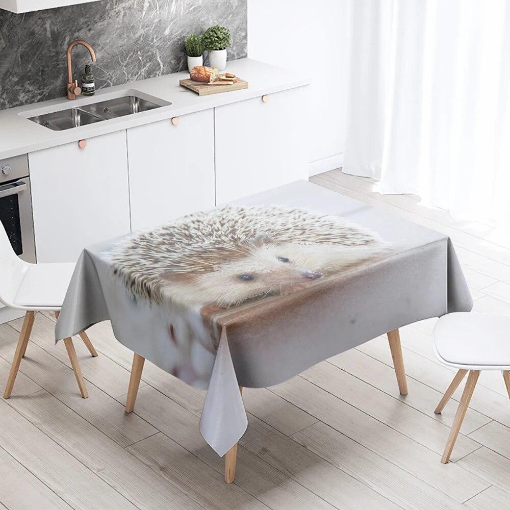 Hedgehog Tablecloth Cute Animal  Anti-Stain Waterproof Rectangular  Kitchen Table Home Decor