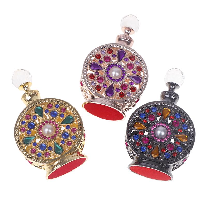 1Pc 12Ml Vintage Luxury Rhinestones Glass Perfume Bottle Essential Oil Bottle Storage Bottle Portable Cosmetic Empty Vials