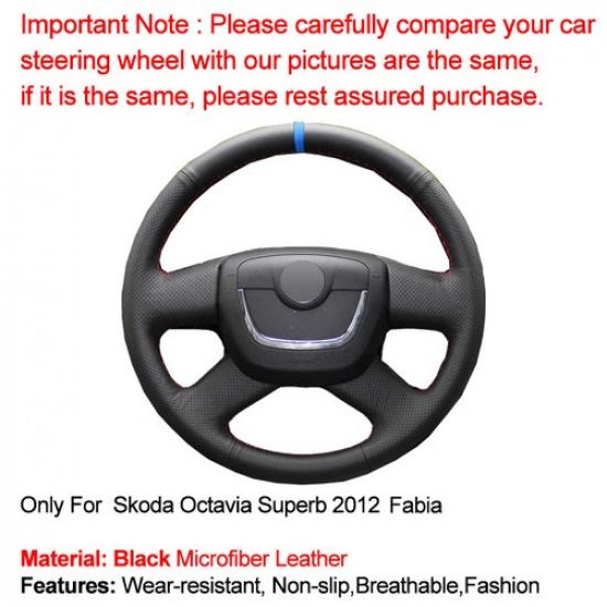 For Skoda Octavia Superb 2012 Fabia Hand Sewing Car Steering Wheel Cover Durable