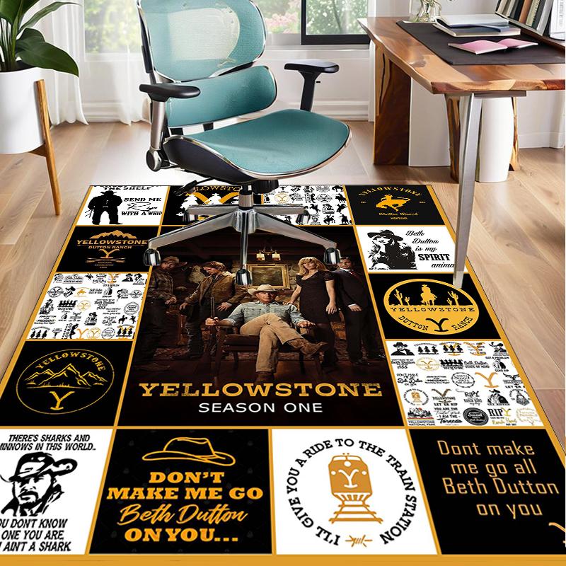 Yellows-tone Dutton Ranch Office Rug Chair Mat, Game Carpet, Suitable for Front Door, Bedroom, Living Room, Desk, Holiday Gift