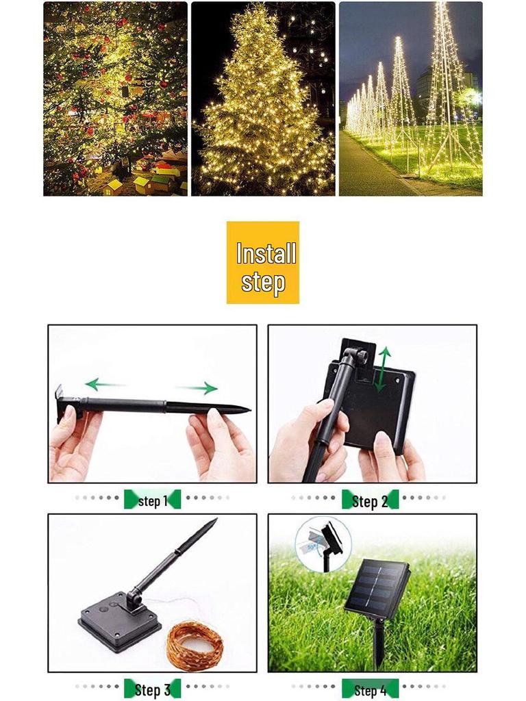 Solar-Powered LED String Fairy Lights - Waterproof Outdoor Copper Wire Christmas Decoration