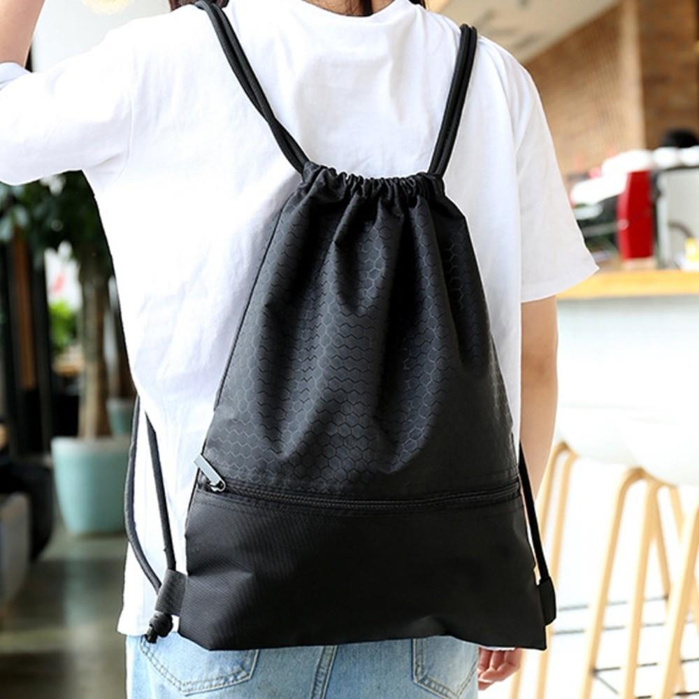 Waterproof Fitness Drawstring Bag Solid Color Drawstring Pocket Knapsack Drawstring Backpack  Gym