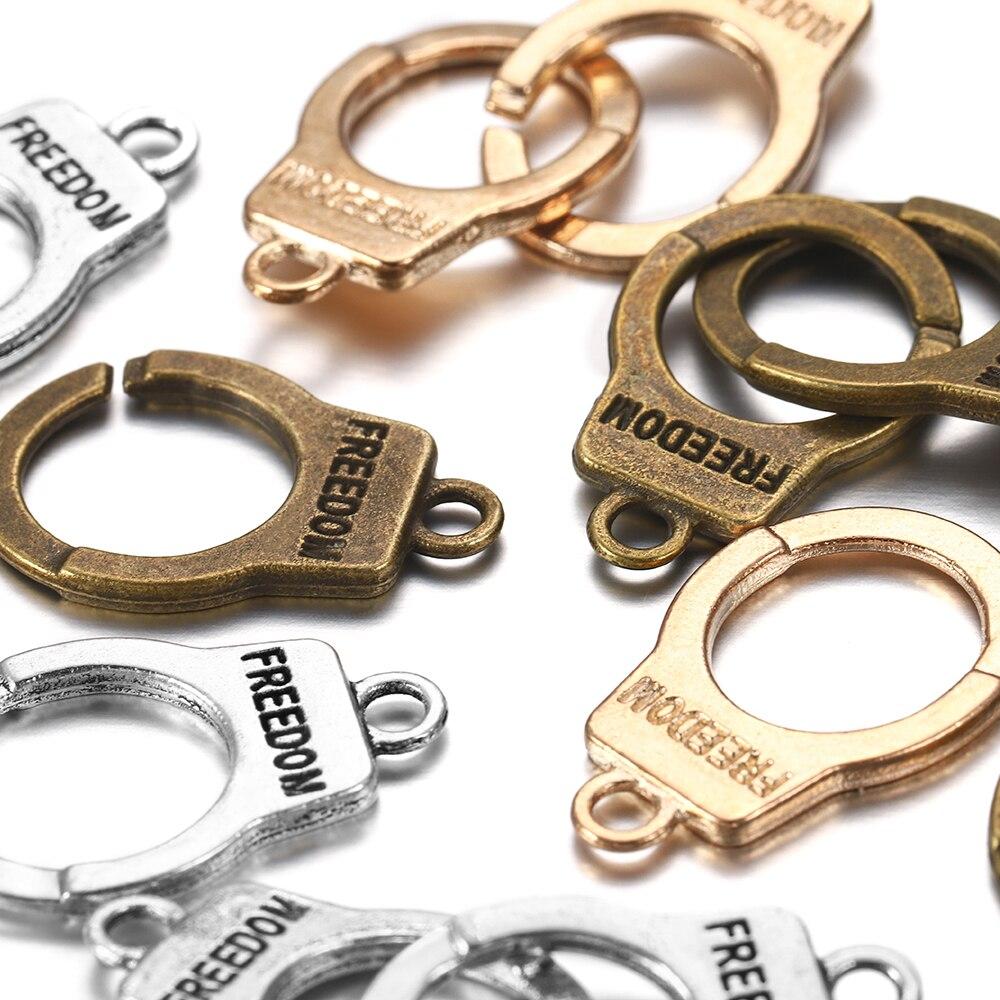 10set/bag Charms Handcuffs Freedom Connector Antique Muticolor Pendants For DIY Jewelry Making Findings Supplies Handmade