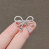 Elegant Bow-Shaped Metal Brooch with Rhinestones and Anti-Glare Finish