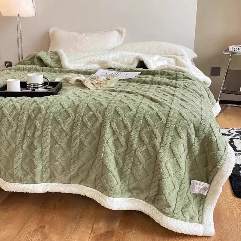 Version Silk Fleece Lamb Fleece Bedroom Living Room Study Thickened Silk Fleece LambFleece Doublesided Blanket
