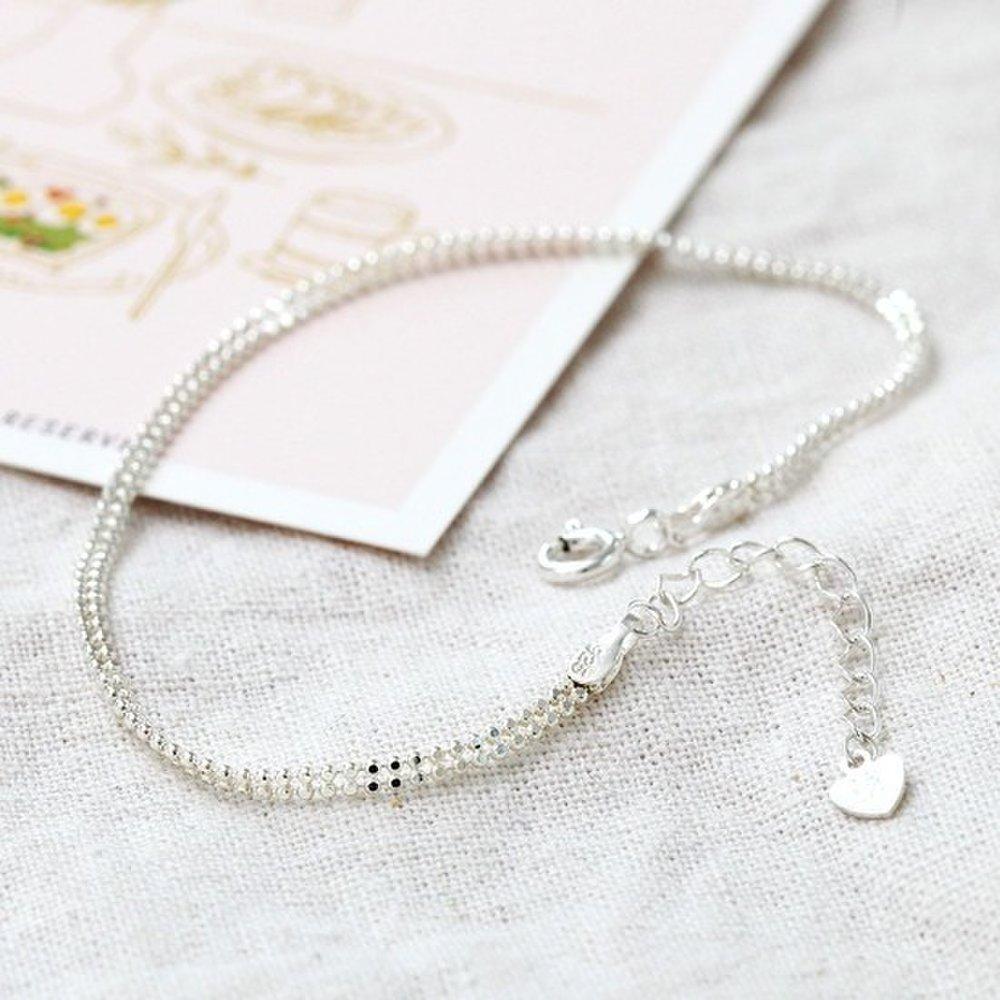 92.5 Silver Thin Double Ball Silver Bracelet, Girlfriend's Birthday 100th Day Gift, Silver Bracelet, Layered Bracelet, Women's Bracelet