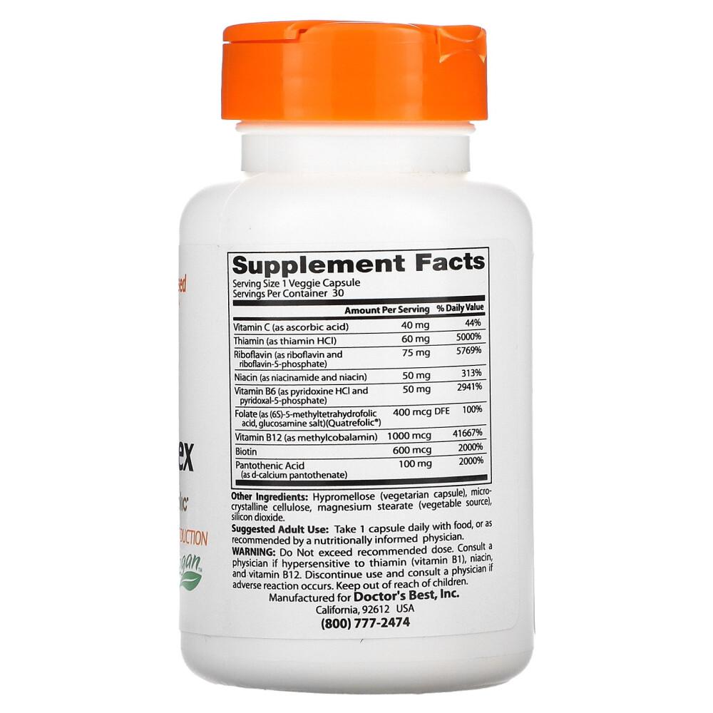 Doctor's Best Fully Active B Complex with Quatrefolic Veggie Capsules 30 Count