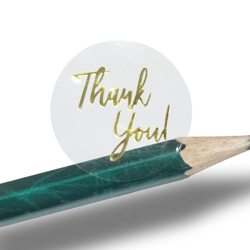50-500pcs 1inch Clear Gold Foil Thank You Stickers for Envelope Sealing Label Stickers Pretty Things Inside for Gifts Package