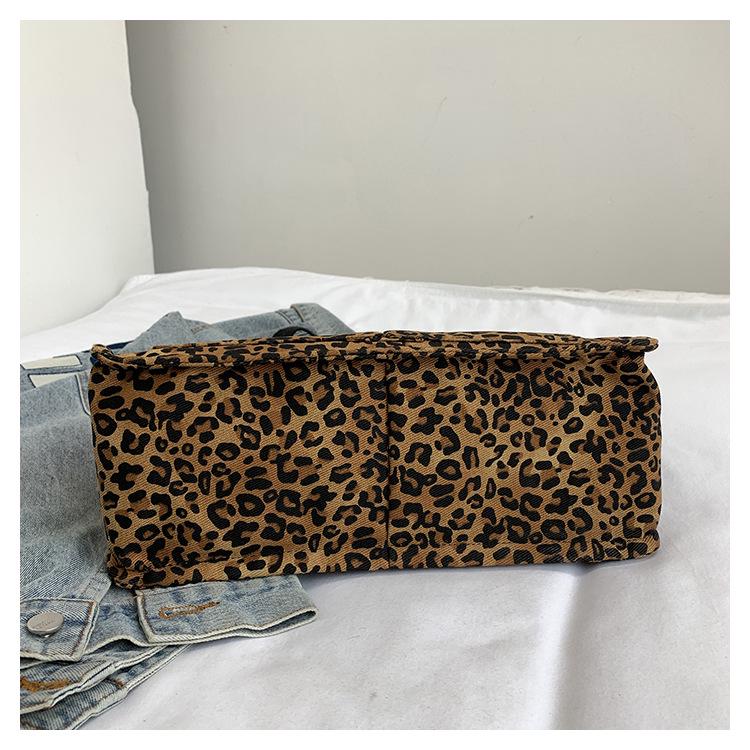 Women's High-End Leopard Print Canvas Tote Bag - Autumn/Winter Fashion, Large Capacity, Casual Crossbody & Shoulder Bag