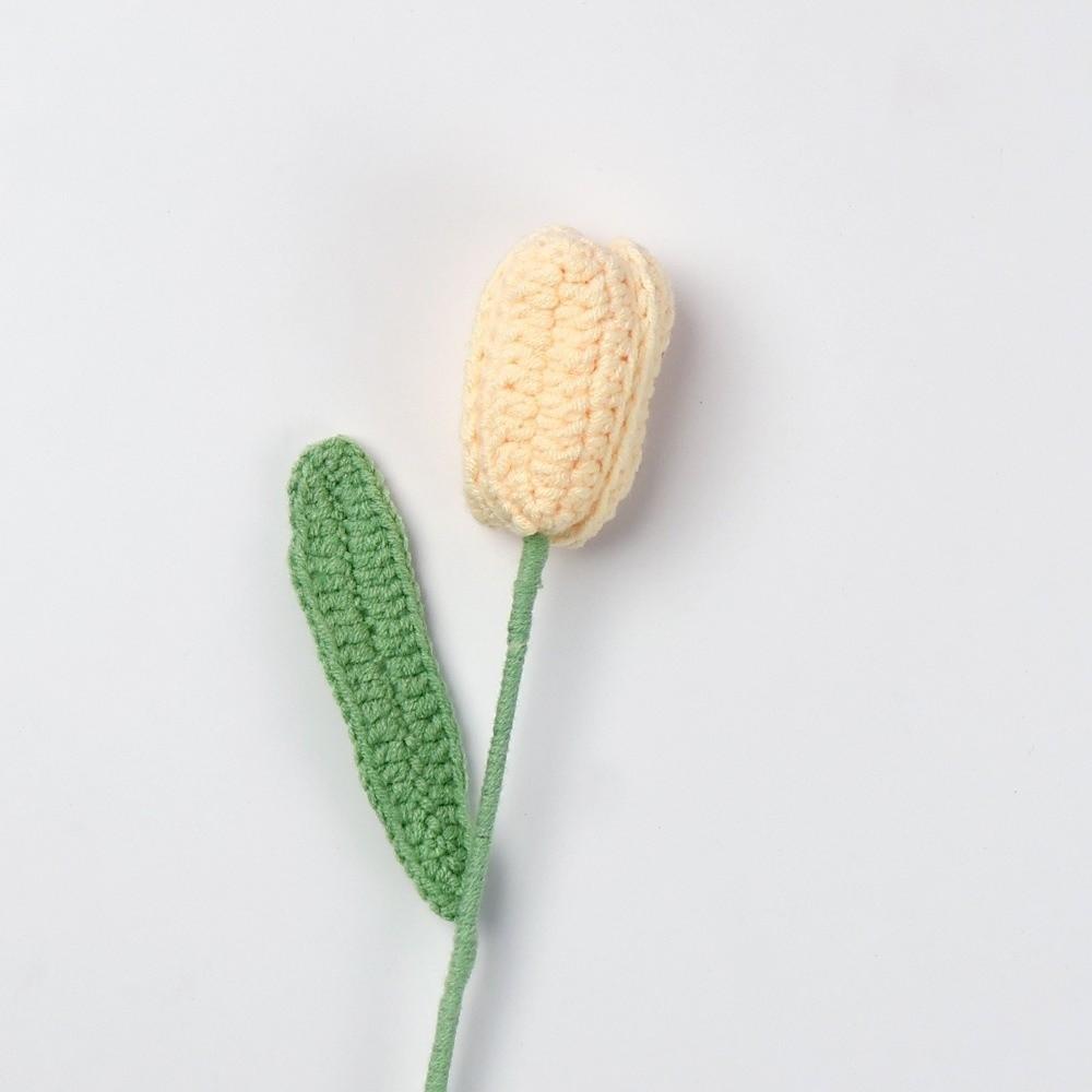 Crochet Flowers Knitted Tulips Flower Creative Finished Fake Flower Plants  Desktop Ornament