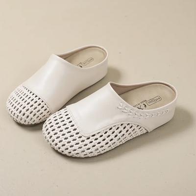 Thick-bottomed Woven Hollow Bag Head Cool Slippers Women's 2025 New Comfortable and Breathable One-pedal Beach Roman Slippers