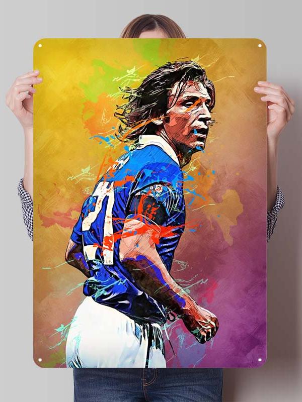 Andrea Pirlo Football Player Metal Posters Wall Art of Murals Custom Made Metal Tin Sign Plaque for Wall Decoration Retro Decor