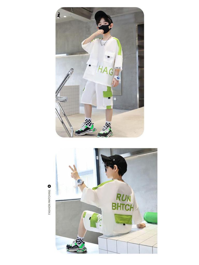2025 Boys' Trendy Summer Short Sleeve Set - Stylish and Lightweight for Mid-to-Big Kids