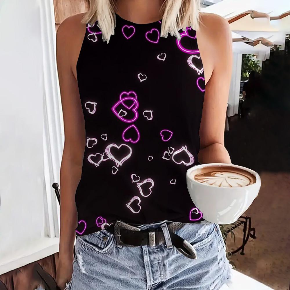 Summer Love Butterfly 3D Print Tank Tops Women Fashion Streetwear Oversized O-Neck Vest Off Shoulder Sleeveless Woman Camisole