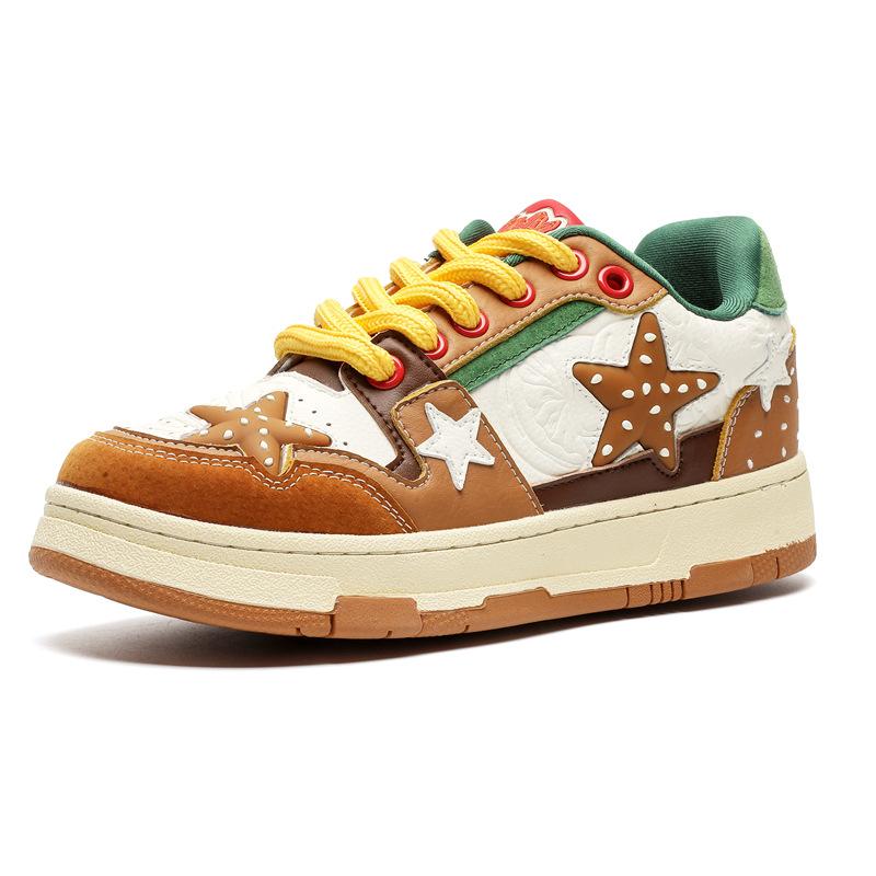 Hamburg fries creative casual shoes low-top thick-soled cushioning sneakers outdoor street shoes