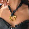 European and American Drip Oil Leopard Pendant Necklace for Women Creative Black Mesh Detachable Clavicle Chain Fashion Jewelry
