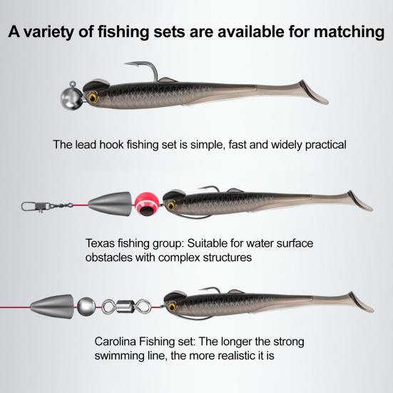 10 Stück Angelköder Weichköder Realistisch Aussehend Natürliche Schwimmhaltung T-Schwanz Künstliche Köder Swimbaits Angelausrüstung