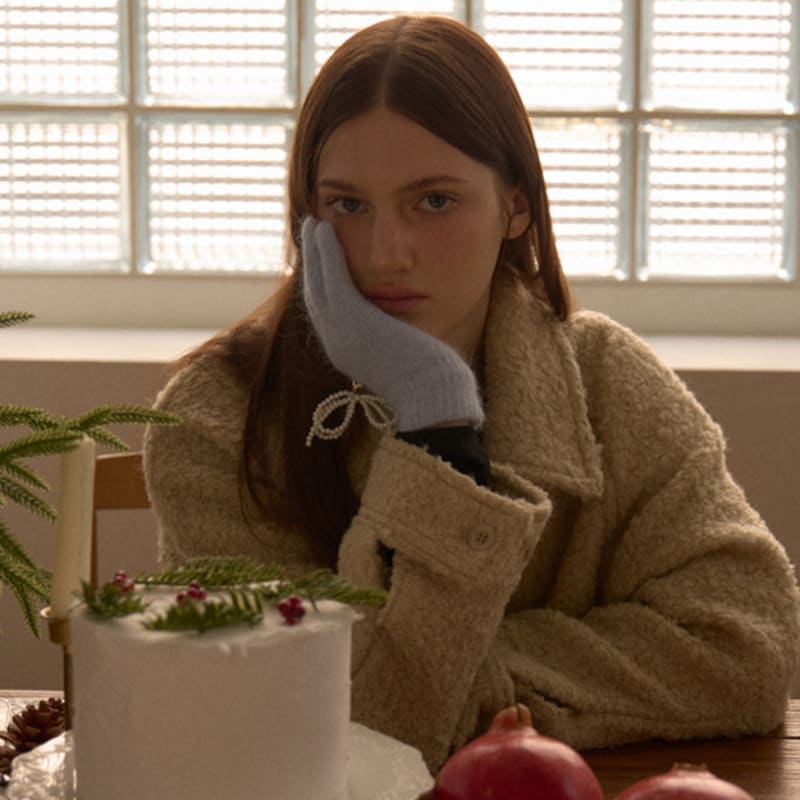 leterie ANGORA RIBBON GLOVES_BLUE