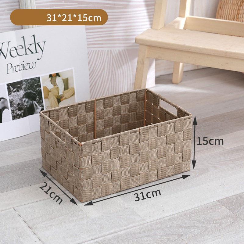 Woven Black Storage Baskets Shelf Tote Boxes Container with Built-in Handles for bedroom living room office kids room dressing room