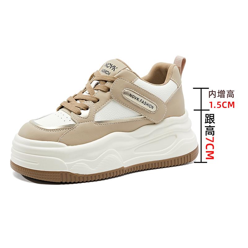 

Leather inner height increase white shoes women s autumn fashion versatile single shoes muffin platform sports and leisure 40