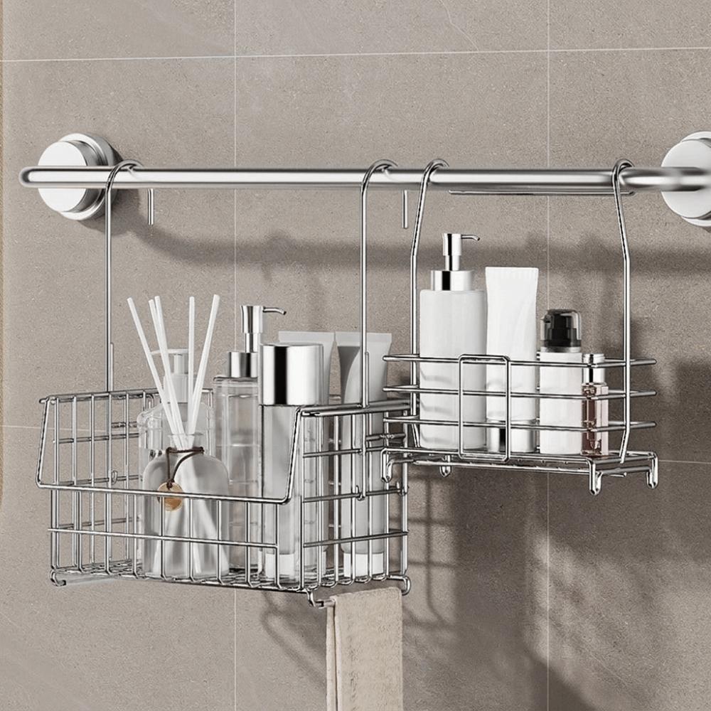 Wall Mounted Hanging Shower Basket No Drill Shower Storage Rack Toiletries Organizer for Shower