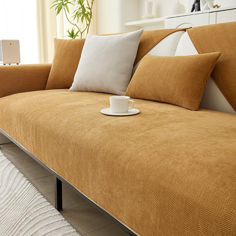 Simple Chenille Sofa Cushion, All-season Universal Anti-slip and Anti-run, Solid Color Leather Sofa Cover, Cover Cloth Towel
