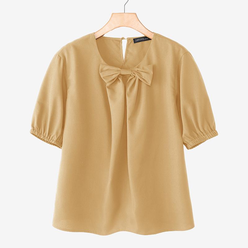 

ZANZEA Женская повседневная блузка с круглым вырезом и коротким рукавом 5XL