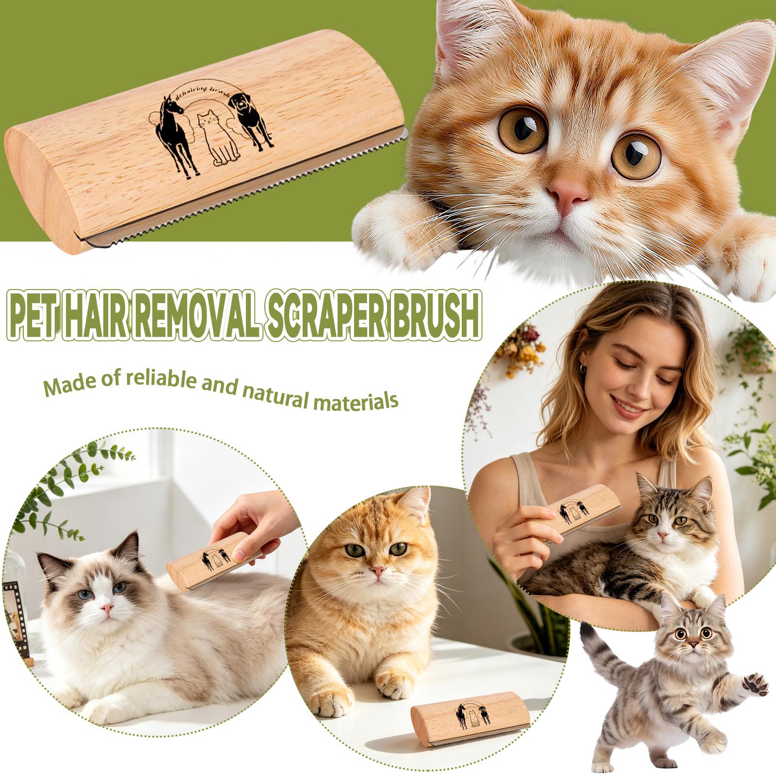 

Wooden Pet Grooming Tool Shedding Brush with Stainless Steel Blade for Removing Loose Fur and Undercoat from Dogs Cats Horses Medium Size one size белый
