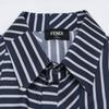 FENDI [Domestic Regular/2011 Made] FS0795 APQG Silk FF Pattern x Stripe S/S Shirt tops 38 NavyUsed
