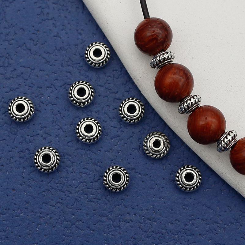 4.5mm Tibetan Silver Geometric Herringbone Bodhi String Spacer Beads for DIY Jewelry