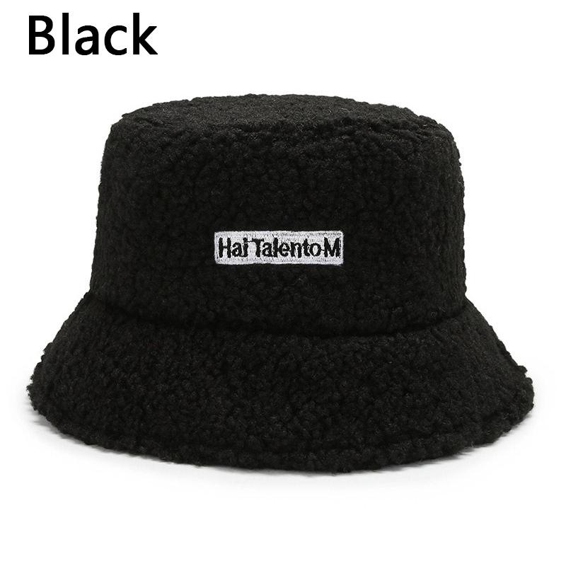 

Женские теплые кепки с вышитыми буквами, уличная ветрозащитная модная осенняя рыбацкая кепка-ведро чёрный