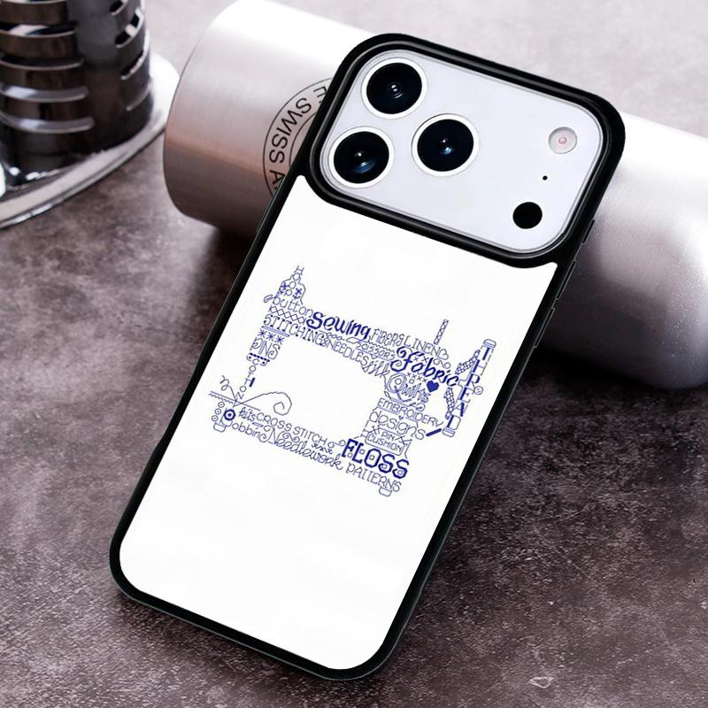 Sewing Machine Pattern print Phone Case For iPhone 17,16e,15,14,13,12,11,Mini,Pro,MAX soft Silicone Cover