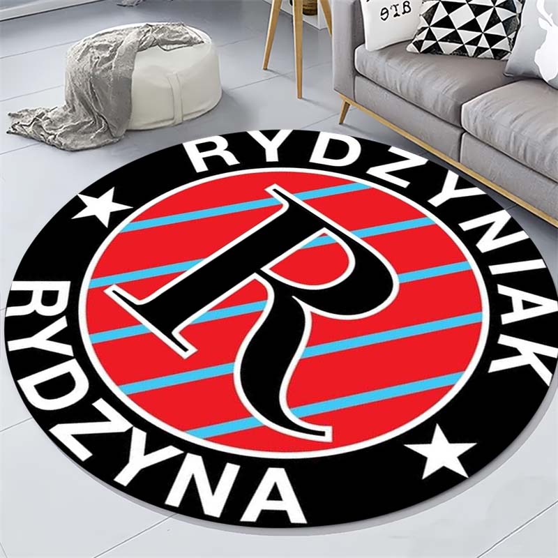 Rydzyniak Rydzyna Letter R Stripe Circular Area Rug Polish Football Club Round Floor Carpet Gaming Chair Living Room Bedroom Home Decor Mat