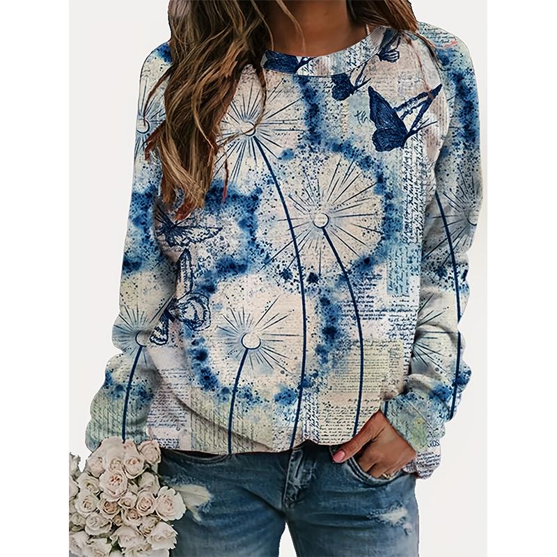 Dandelion Sweatshirt Cute Cat Flower 3D Printed Women's Casual Fashion Hooded Sweatshirt Long Sleeved Women's Pullover Top Women's Clothing