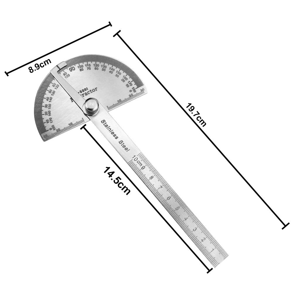 Goniometer Angle Ruler 180 Degree Protractor Rotary Measuring Ruler Metal Angle Finder For School Office Stainless Steel Woodworking Tools