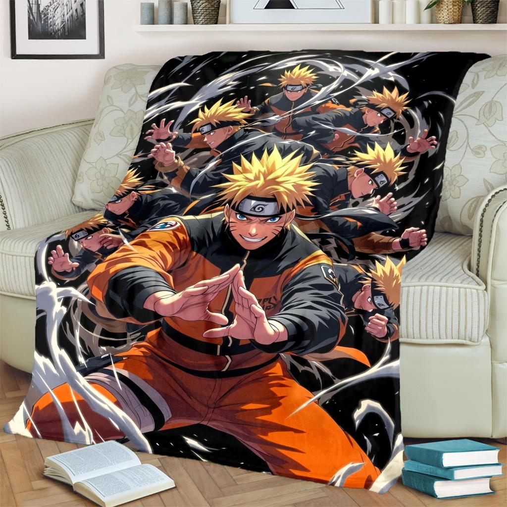 Anime-Naruto Print Blanket Warm Comfortable Flannel Blanket for Bedrooms, Sofas, Beds, Chairs, Picnics, Travel -LXR73