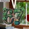 1pc St. Patrick's Day Acrylic Hanging Ornament Shamrock Hat 67 Design Window Garden Party Decoration Gift