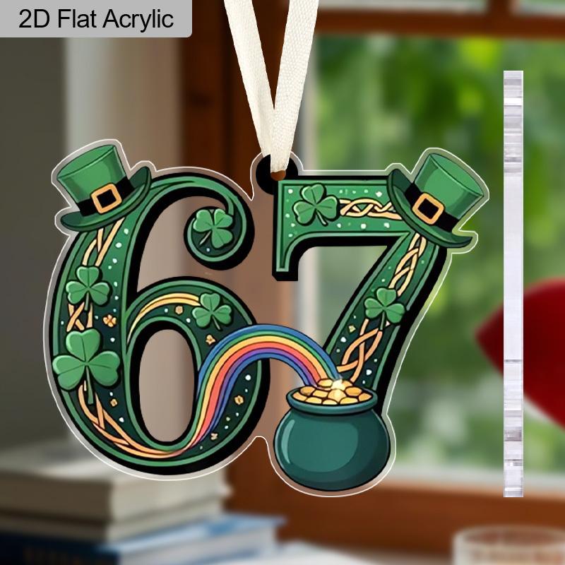 1pc St. Patrick's Day Acrylic Hanging Ornament Shamrock Hat 67 Design Window Garden Party Decoration Gift