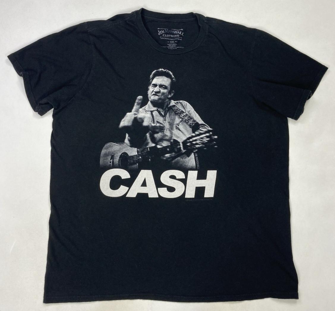 Johnny Cash Middle Finger Graphic T-shirt Men XXL Black Short Sleeve Music XXXL
