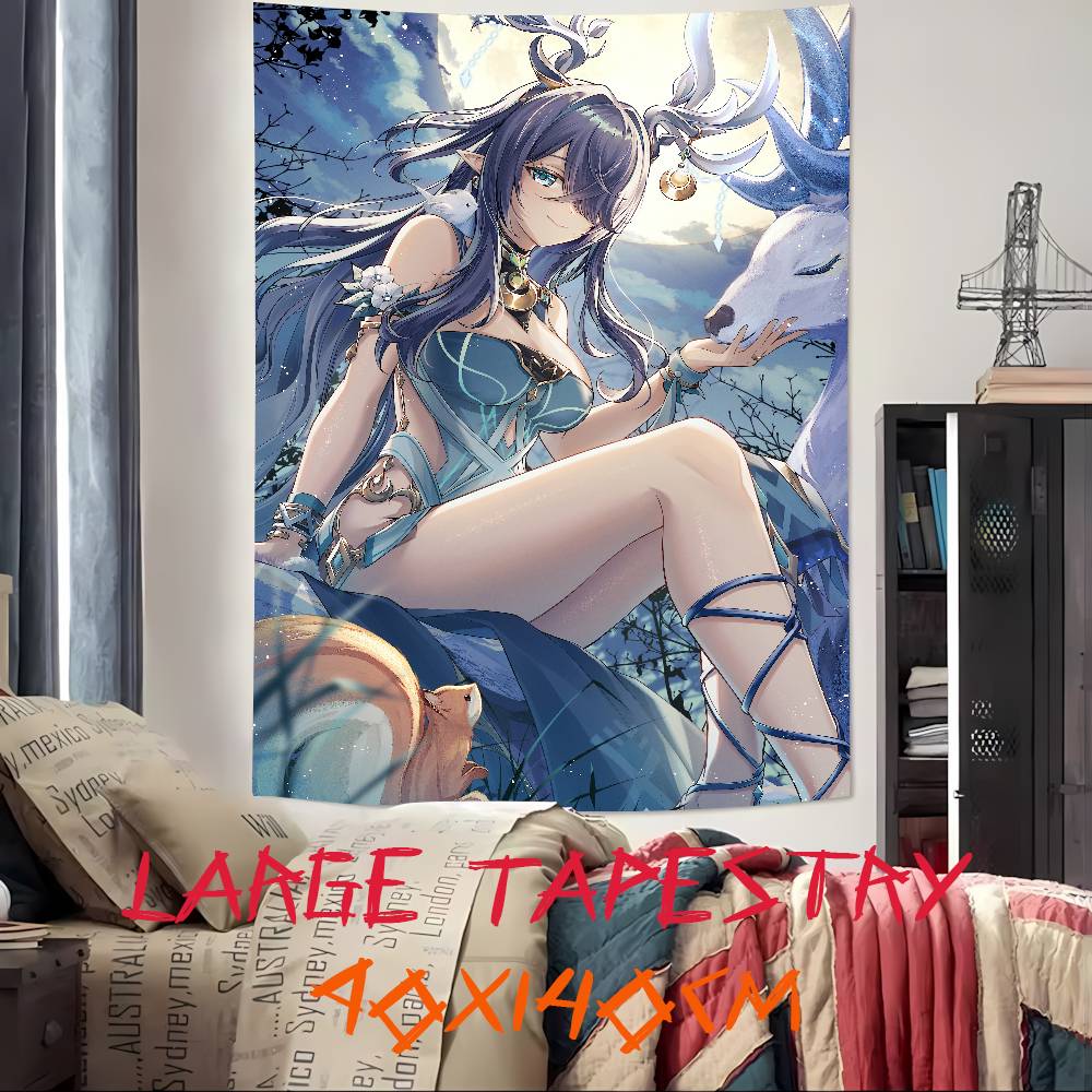 Kawaii Pretty Hot Girl Lauma Cool Video Gaming Tapestry Wall Hanging Art Decoration Aesthetic Background Cloth Birthday Gif