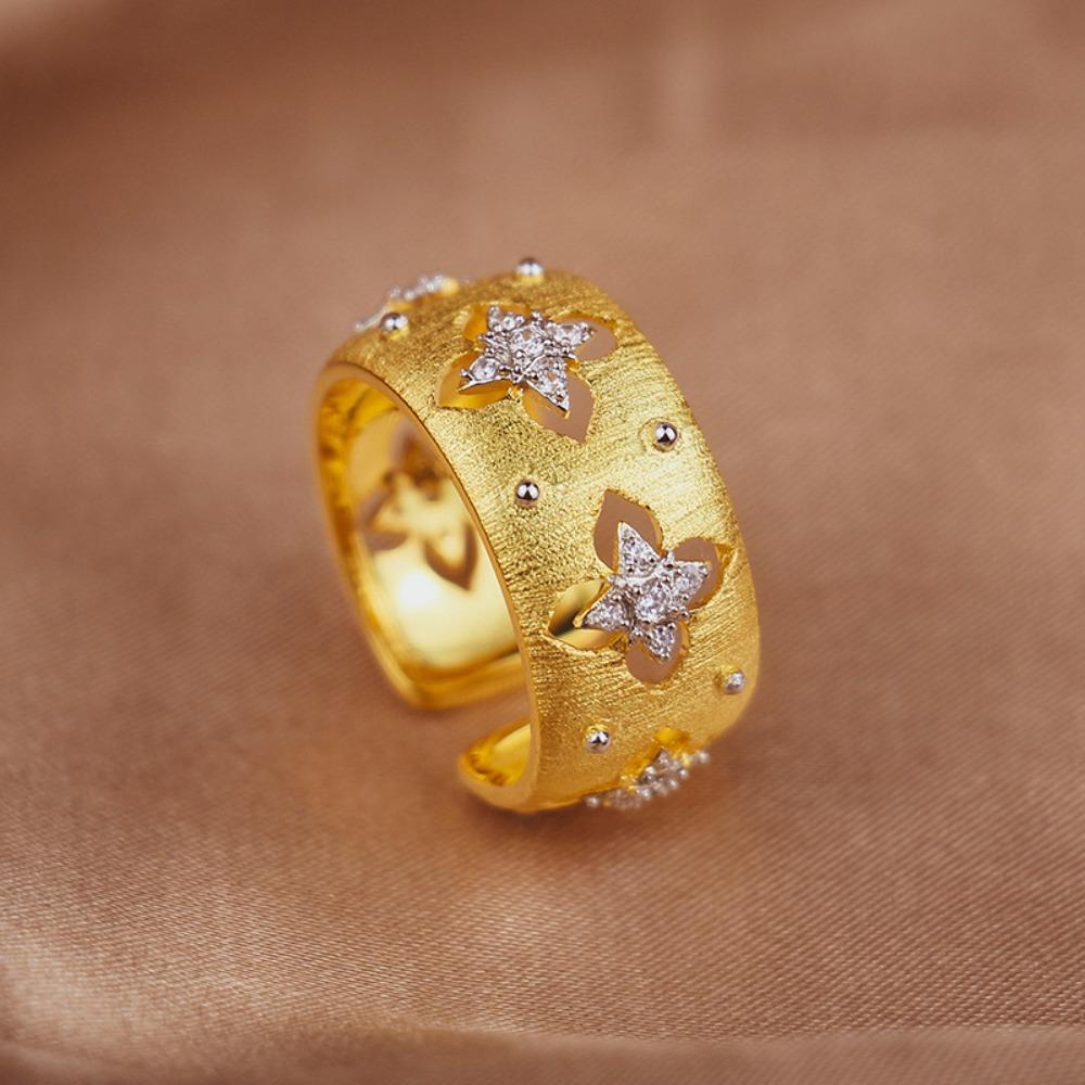 Vintage Two Tone Gold Plated Bulatee Ring Hand Brushed French Style Earrings