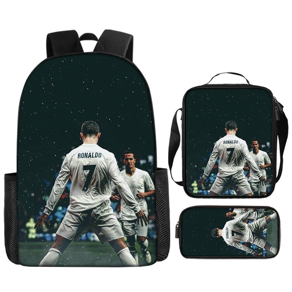 Zaino Stampato Stella del Calcio Zaino Scolastico per Bambini in Tre Pezzi Zaino Cartone Animato per Studente di Scuola Elementare