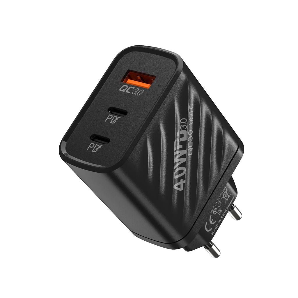 40W Dual PD Fast Charger for Apple, Xiaomi, Huawei with Type-C & USB 2.4A Ports