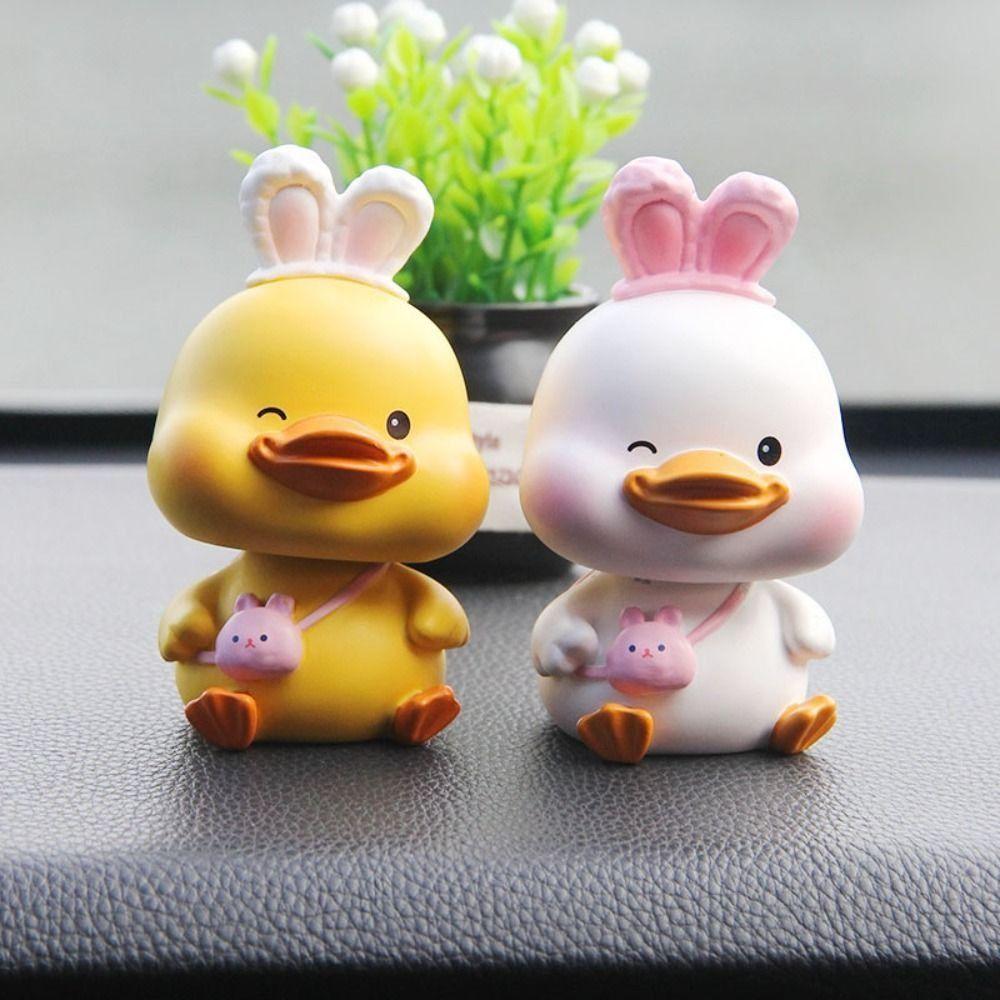Exquisite Shake Resin Duck Figurine Mini lucky Duckling Doll Toy lucky Duckling Car Decoration Car