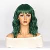 Perucă sintetică Green Short Bob Body Wave pentru femei Lolita Cosplay perucă sintetică păr natural rezistent la căldură